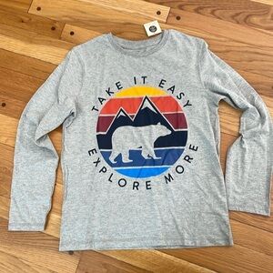 George New NWT Long Sleeve Grey Explorer Polar Bear Mountain T-Shirt Boy XL